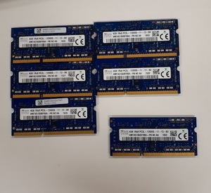 L0423-10　PCメモリ６枚セット　SK hynix　PC3L-12800S (DDR3L-1600)　HMT451S6BFR8A-PB×5　HMT451S6DFR8A-PB×1　各4GB　計24GB