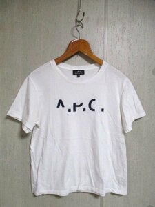 e898　A.P.C.　アーペーセー　ロゴ刺繍入りTシャツ　サイズS　白　21-8