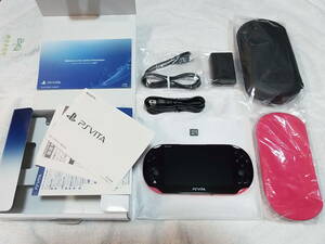PS Vita　新品同様　ピンク ブラック　PCH-2000　液晶画面は、完全に無傷　ほとんど未使用　メモリー16GB 付属品も綺麗な美品 全9点セット 