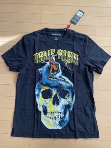 新品 トゥルーレリジョン True Religion USED加工 半袖 Tシャツ カットソー メンズ L スカル 骸骨 ドクロ 髑髏 