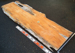 屋久杉、茶褐色に超細総杢が見栄えあり！加工済板。長さ216cm幅44cm〜厚み3cm