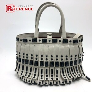 PRADA プラダ B2466S フリンジ カバン ハンドバッグ レザー ホワイト レディース【中古】