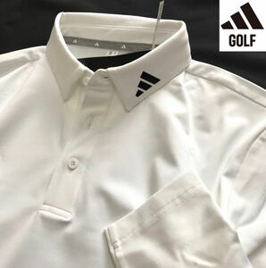 ●M190新品 【メンズXL】白 アディダスゴルフ 裏起毛 ボタンダウン ポロシャツ 長袖 adidas GOLF ゴルフウェア 高品質生地