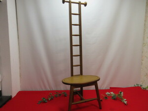 【OH6787/17】木製　飾り椅子　花台　飾り台　ハイバックチェア　インテリアチェア　28×43ｃｍ　Ｈ120ｃｍ