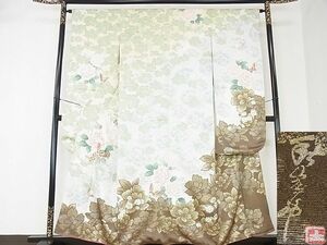 平和屋2■写真家　秋山庄太郎　振袖　舞蝶花文　暈し染め　金銀彩　逸品　DAAB8130ps