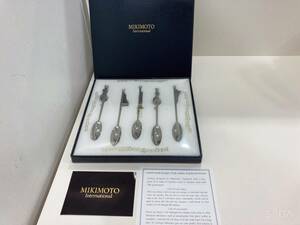 ◆【未使用保管品】 MIKIMOTO ミキモト 粒パール付スプーン５本セット 真珠 音符 楽器モチーフ