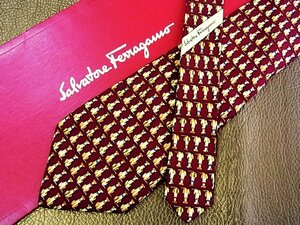 ★良品★3R03195【Ferragamo】フェラガモ「犬 いぬ 動物 柄」ネクタイ