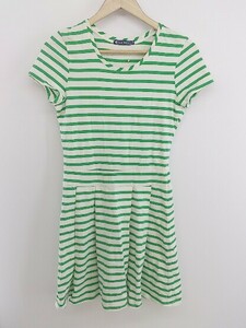 ◇ PETIT BATEAU プチバトー ボーダー 半袖 ミニ ワンピース サイズXS ホワイト グリーン レディース P