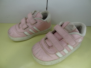 全国送料無料 アディダス adidas 子供靴キッズベビー女の子ピンク色レザータイプシンプルスニーカーシューズ 13cm