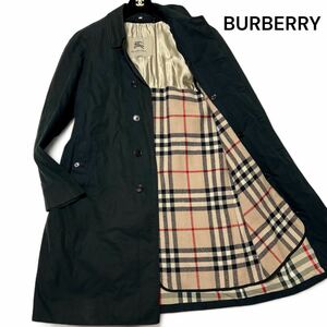 最高級◎54Rサイズ!!バーバリー【英国の最高傑作】BURBERRY ノバチェック ステンカラーコート ロング ライナー ブラック 英国製◎メンズ