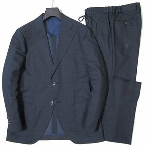 新品 ドールオム 阪急メンズ ウール リネン ジャージー スーツ A6 (L) 紺 【J57488】 春夏 サマー メンズ セットアップ 2プリーツ