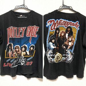 80sビンテージ バンドTシャツ パキ綿　MOTLEY CRUE WHITESNAKE モトリークルー　ホワイトスネイク　GUNS N