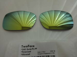 POLARIZED刻印入り！★ ツーフェイス 用 カスタム偏光ハイグレードレンズ GOLD Polarized 新品　Oakley TWO FACE Sunglasses　TWOFACE