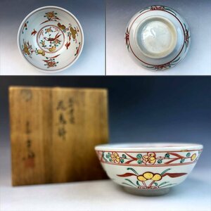 京焼 真葛焼 宮川香斎 染錦 呉須赤絵 金彩 花鳥文 六寸鉢 菓子鉢 無傷 共箱 茶道具 和食器 清水焼 古陶磁器 古美術骨董品 WNT226【遅日亭】