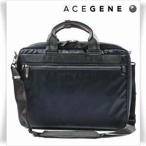 新品1円～★定価3.5万 ACEGENE エースジーン メンズ 2WAY ビジネスバッグ 紺 ブリーフケース キスパンダブル デイバイドリム A4 ◆1216◆