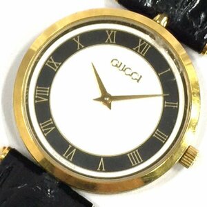 送料360円 1円 グッチ 腕時計 シェリーライン ラウンド ローマン GDカラー金具 QZ メンズ 純正尾錠 GUCCI 同梱NG