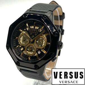 ●漂う高級感！ Versus Versace ヴェルサス ヴェルサーチ メンズ 腕時計 イタリア クォーツ クロノグラフ ブラック 高級ブランド 新品即納