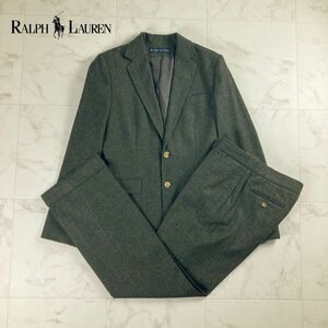 美品 RALPH LAUREN ラルフローレン カシミヤ混 ラムウール セットアップパンツスーツ ジャケット 総裏 レディース グレー サイズ9*NC435