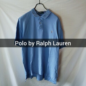 Polo by Ralph Lauren ポロシャツ L ブルー コットン ラルフローレン 半袖ポロシャツ 無地 古着 アメカジ ポニー ポロラルフローレン