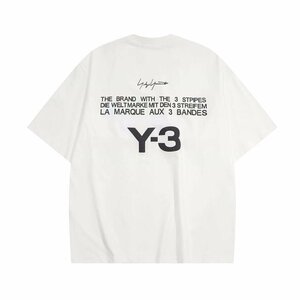 Y-3 YOHJI YAMAMOTO 半袖 Tシャツ ホワイト カジュアル t-shirt 男女兼用 カットソー コットン ヨウジヤマモト Lサイズ