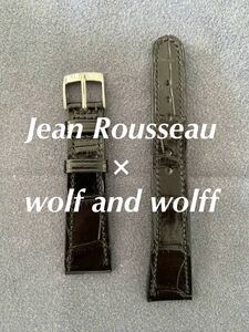 ジャンルソー wolf and wolff ブラック クロコダイル アリゲーター 時計 ベルト レザー Jean Rousseau 腕時計 ウォッチ ベルト Atelier103