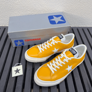 90s 銀箱 デッドストック CONVERSE ONE STAR OX GOLD/WHITE US7.5 26cm 日本製 ビンテージ ONESTAR ワンスター ゴールド 金 マスタード