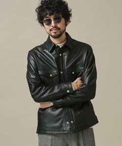 美品 完売品 nano universe Real Leather Jacket 超軽量 ナノユニバース 本革 シンプル 大人のレザーシャツ ジャケット XL 黒