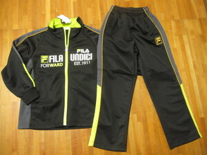 *新品*140*FILA*ジャージ上下Set*ブラック×グレー*フィラ*黒*