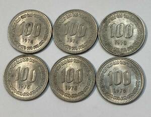39 未使用　特年　韓国　100ウォン　硬貨　6枚　経年劣化