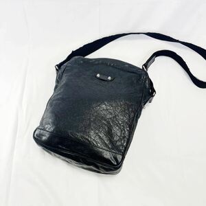 BALENCIAGA ポシェット リポーター シティ ブラック レザー　ばれんショルダーバッグ 斜め掛け 黒