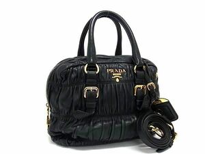 1円 ■美品■ PRADA プラダ レザー クロスボディ 2WAYハンドバッグ ショルダー レディース ブラック系 AZ0526