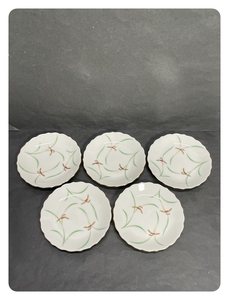 ● コレクター必見 香蘭社 銘々皿 五客 蘭文様 陶器製 プレート 小皿 取皿 和食器 食器 おしゃれ コレクション ma776