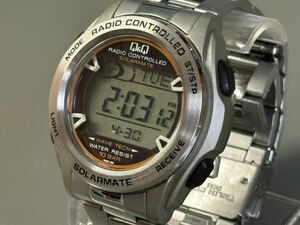 1円〜◆CITIZEN シチズン Q&Q ソーラー電波時計 SOLARMATE ソーラーメイト DP62 デジタル メンズ腕時計 稼働品