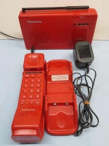 レトロ☆Panasonic VE-W55 コードレス電話機 レッド 赤 昭和 レトロ パナソニック バッテリーなし USED 93589☆！！