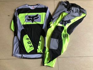 バイクウエア　上下ジャージセット　メッシュ　夏用　フォックス　アウトレット品　低価処分　蛍光灰　新品未使用　サイズ指定可能