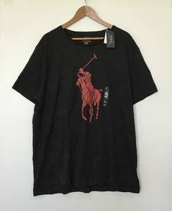 《 H 638》POLO RALPH LAUREN ラルフローレン 未使用 半袖Tシャツ 胸プリント XXL 黒 トップス 1円スタート アメリカ古着 古着卸