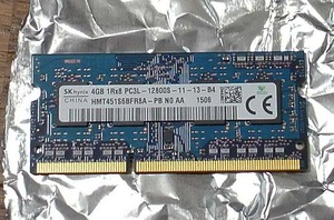 SKhynix製DDR3 PC3L-12800 204Pin 4G 低電圧 1枚
