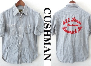 Cushman:クッシュマン/チェーンステッチ刺繍入り BIG YANKタイプ ヒッコリーストライプ ワークシャツ/ホワイト×ブルー/M/チンストラップ
