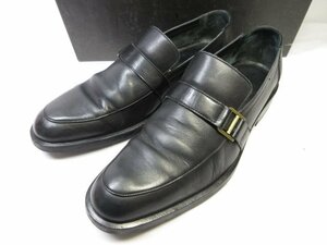 【グッチ GUCCI】 レザー ベルト風 スリッポン ローファー 紳士靴 (メンズ) size39.5E ブラック ■18MZA4330■