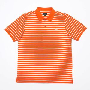 TG6812□バーバリー ゴルフ/BURBERRY GOLF*鹿の子*ボーダー柄*半袖*ポロシャツ*ゴルフウエア*オレンジ×ホワイト系*メンズ*size4