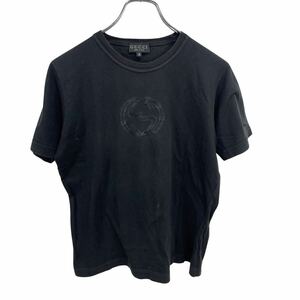 Vintage GUCCI ヴィンテージ　グッチ　レディース　ブラック　刺繍デザイン　半袖 Tシャツ カットソー トップス