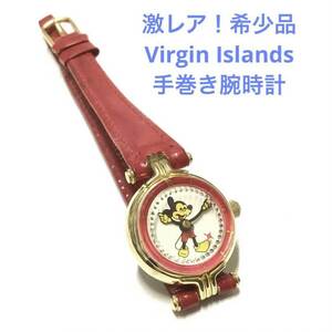 【昭和レトロ・希少】激レア！スイス製 Virgin Islands 手巻き ディズニー ミッキーマウス 機械式 腕時計 キャラクターウォッチ