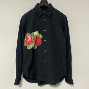 美品 AD 2012 コムデギャルソン オム PLUS 薔薇 プリント ブラック シャツ XS COMME des GARCONS HOMME BLACK rose shirt