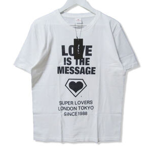 未使用 SUPER LOVERS スーパーラヴァーズ 半袖Tシャツ プリント ロゴ Tee コットン ホワイト 白 L 27105985