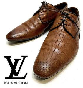 LOUIS VUITTON パンチング LVロゴ レザー レースアップシューズ ルイヴィトン ドレスshoes ビジネス 革靴 ストレートチップ ブラウン 7