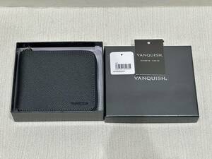 【KIM-1982】【1円スタート】未使用品 VANQUISH スコッチグレインレザー 型押し 牛革 ラウンドファスナー 財布 ヴァンキッシュ ネイビー