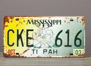 K212 新品◆アメリカン雑貨 ブリキ看板 ミシシッピ州 mississippi アメリカ USA 州 かっこいい おしゃれ アンティーク ビンテージ