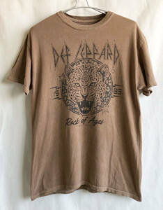  【ヴィンテージ /THE VINYL ICONS】DEF LEPPARD / Rock of Ages 1983/ピグメントダイ バンドTシャツ/S/ブラウン/Pyromania(om-225-4i)