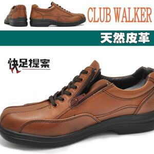 本革/ファスナー付/３E/CLUB WALKER/ウォーキングNo5101茶25.5