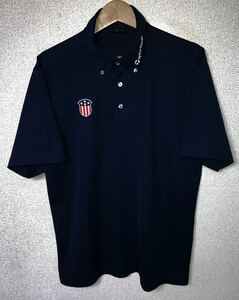 ビッグサイズ　TaylorMade Golf テーラーメイド　ゴルフ　襟刺繍　半袖　ボタンダウン ドライ　ポロシャツ　Oサイズ　ネイビー　N03310